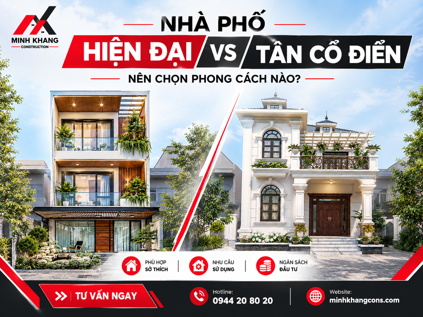 Lựa Chọn Xây Nhà Phố Hiện đại Hay Tân Cổ điển