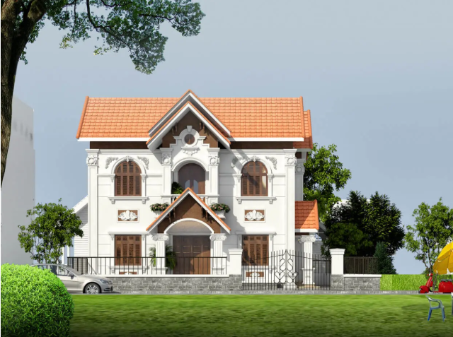 Mẫu Biệt Thự 2 Tầng Mái Thái Cổ điển