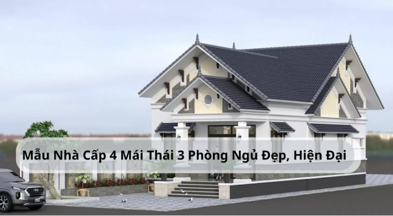Mẫu Nhà Cấp 4 120m2 3 Phòng Ngủ 1 Thờ Mái Thái – Phối Cảnh Mặt Tiền