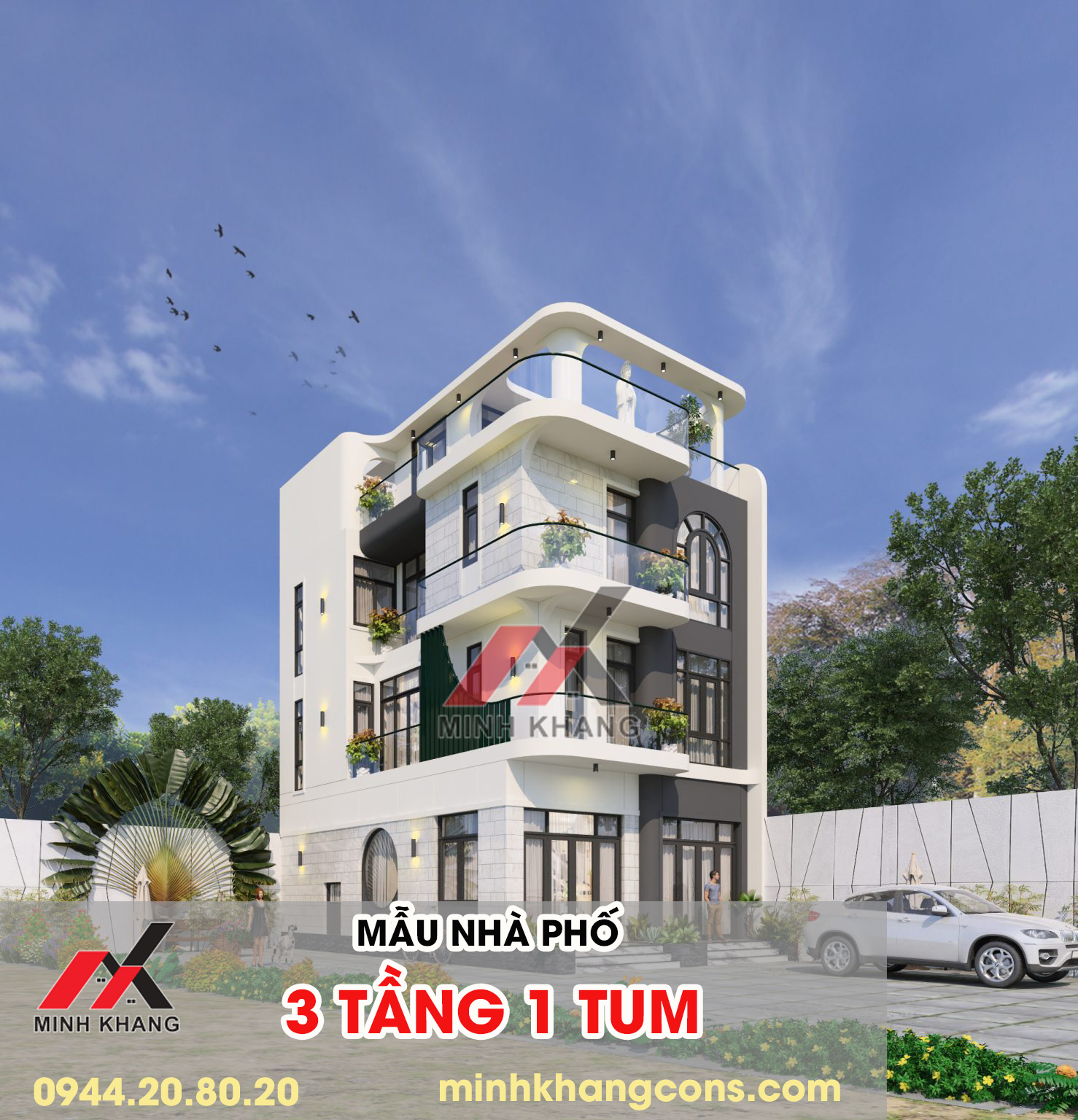 Mẫu Nhà Phố 3 Tầng 1 Tum