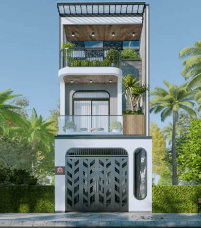 Mẫu Nhà Phố Tối Giản Có Tầng Tum