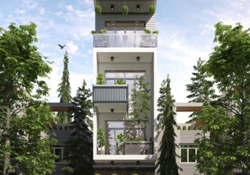 MẪu NhÀ PhỐ SỐ 5 – Nhà Phố Nhiều Tầng Với Vườn Treo Và Khung Xanh ấn Tượng