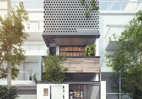 Mẫu Nhà Phố đẹp Số 11 – Kiến Trúc Hiện đại Với Gạch Thông Gió Và Mảng Xanh Tự Nhiên