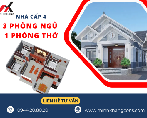 Nhà Cấp 4 3 Phòng Ngủ + 1 Phòng Thờ Minh Khang